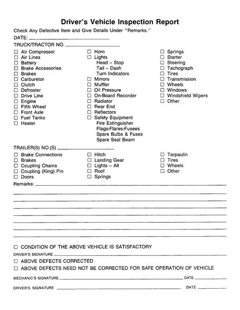 vehicle inspection report template word